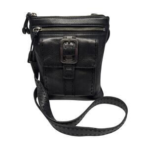 Cole Haan Black Leather Crossbody Bag Silver Hardware Minimalist Travel Compact